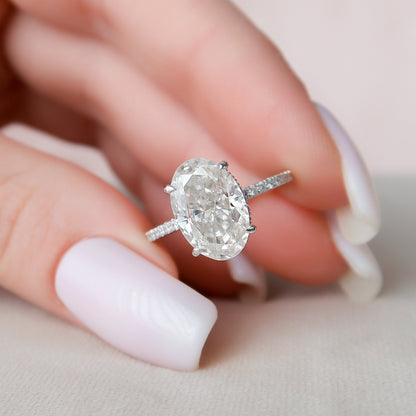 3.5 CT Oval Hidden Halo & Pave Moissanite Engagement Ring