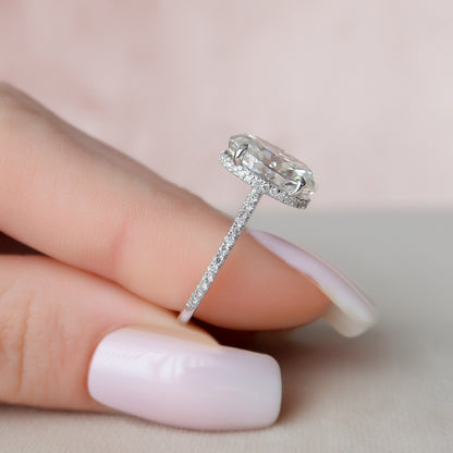 3.5 CT Oval Hidden Halo & Pave Moissanite Engagement Ring