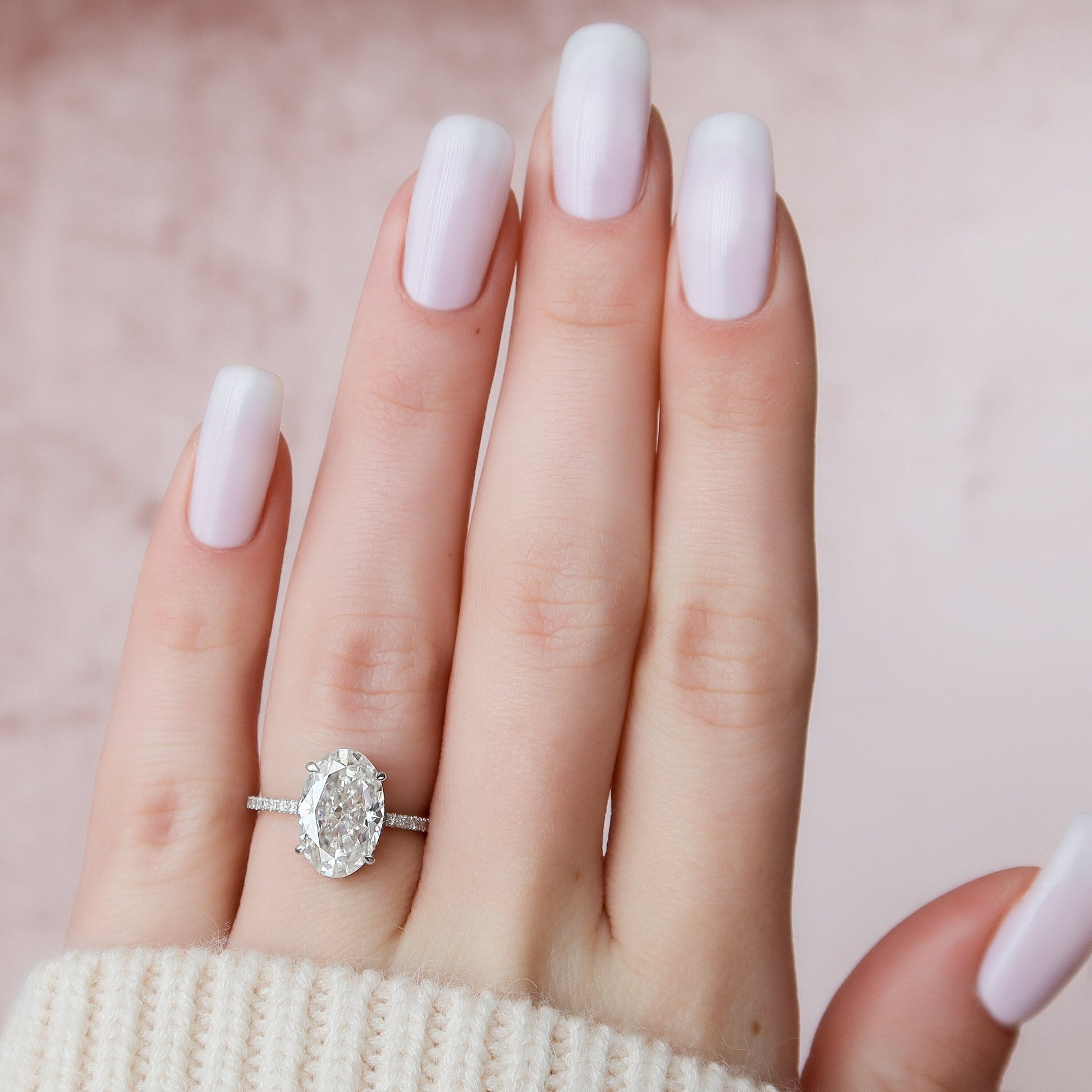 3.5 CT Oval Hidden Halo & Pave Moissanite Engagement Ring