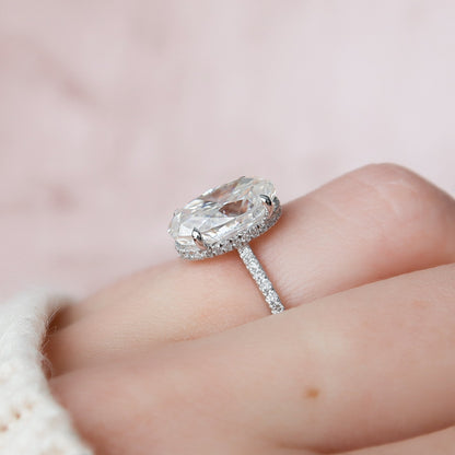 3.5 CT Oval Hidden Halo & Pave Moissanite Engagement Ring