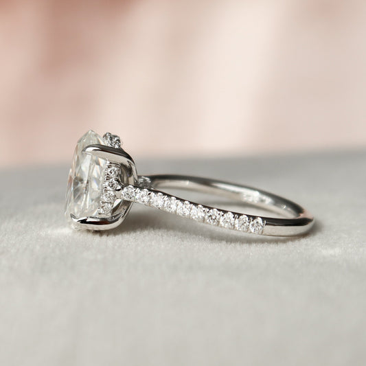 2 CT Oval Hidden Halo & Pave Moissanite Engagement Ring