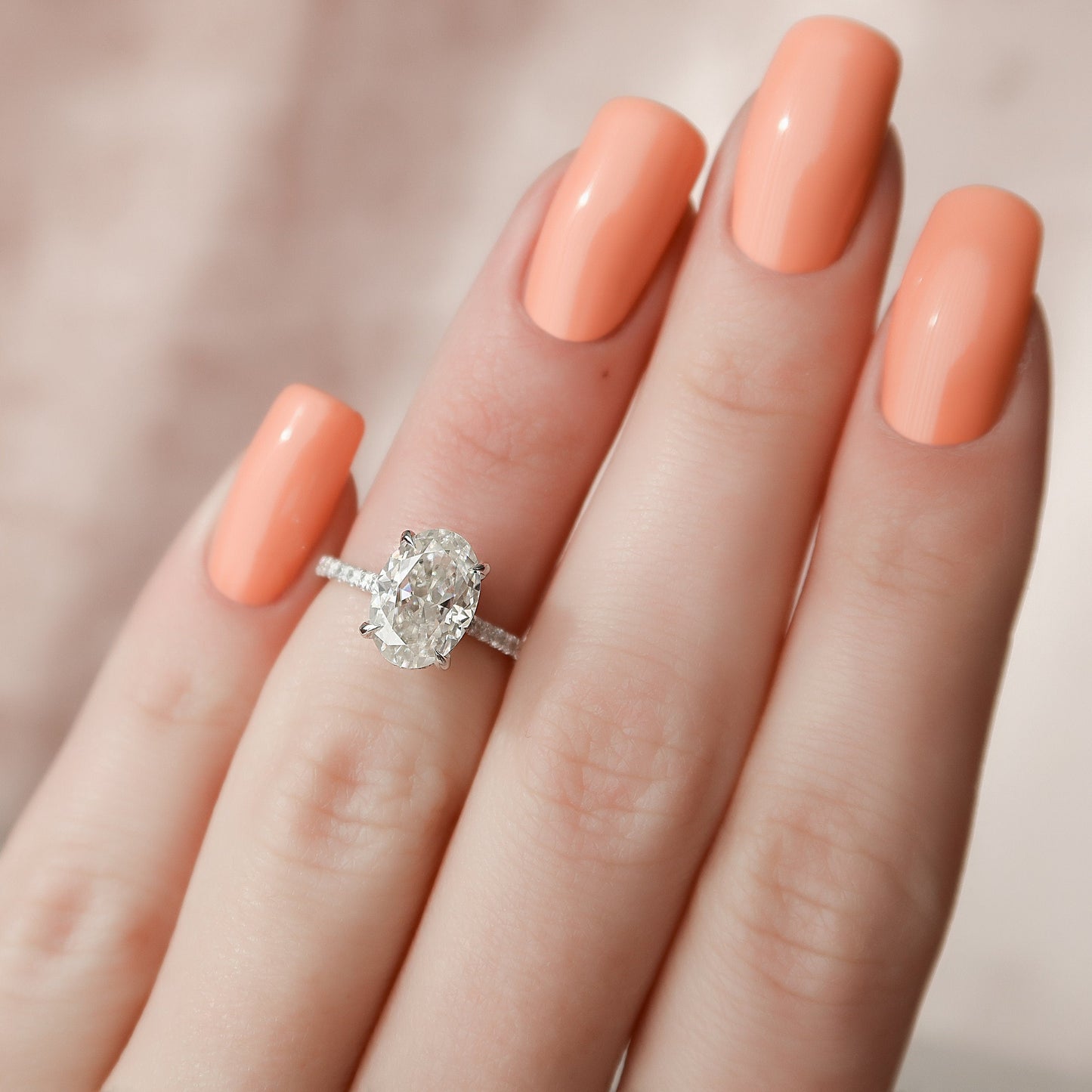 2 CT Oval Hidden Halo & Pave Moissanite Engagement Ring