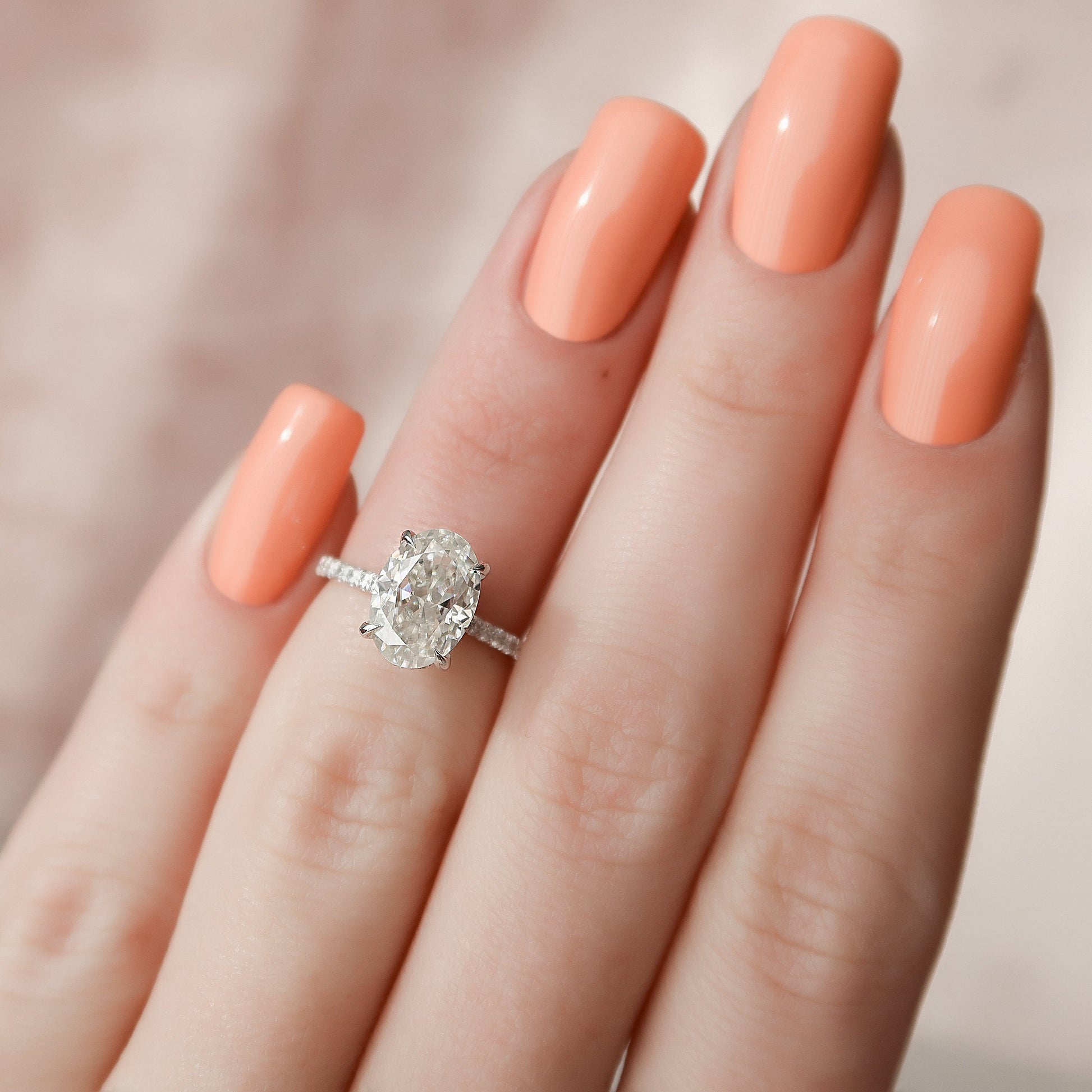 2 CT Oval Hidden Halo & Pave Moissanite Engagement Ring