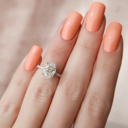 2 CT Oval Hidden Halo & Pave Moissanite Engagement Ring