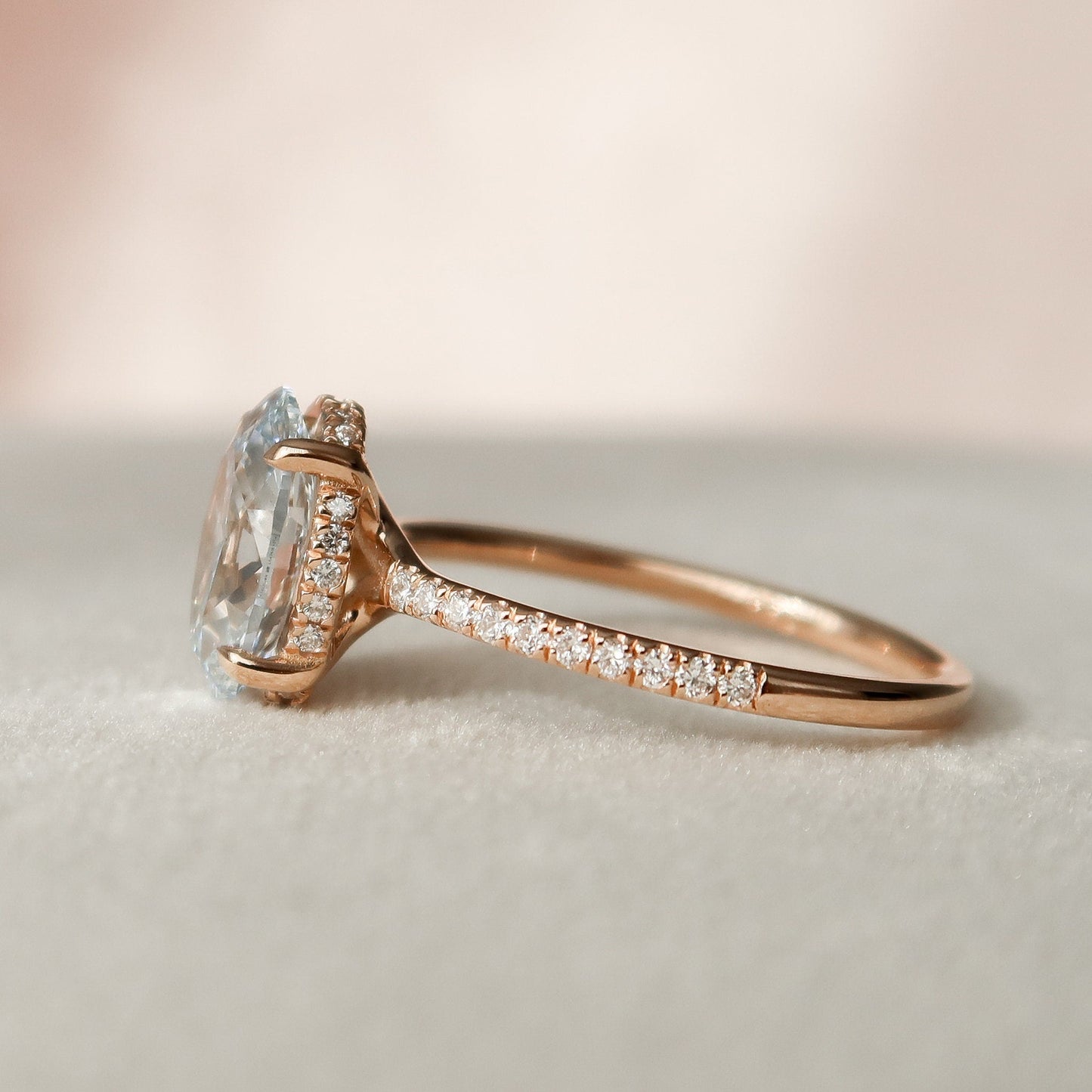 2 CT Oval Hidden Halo & Pave Moissanite Engagement Ring