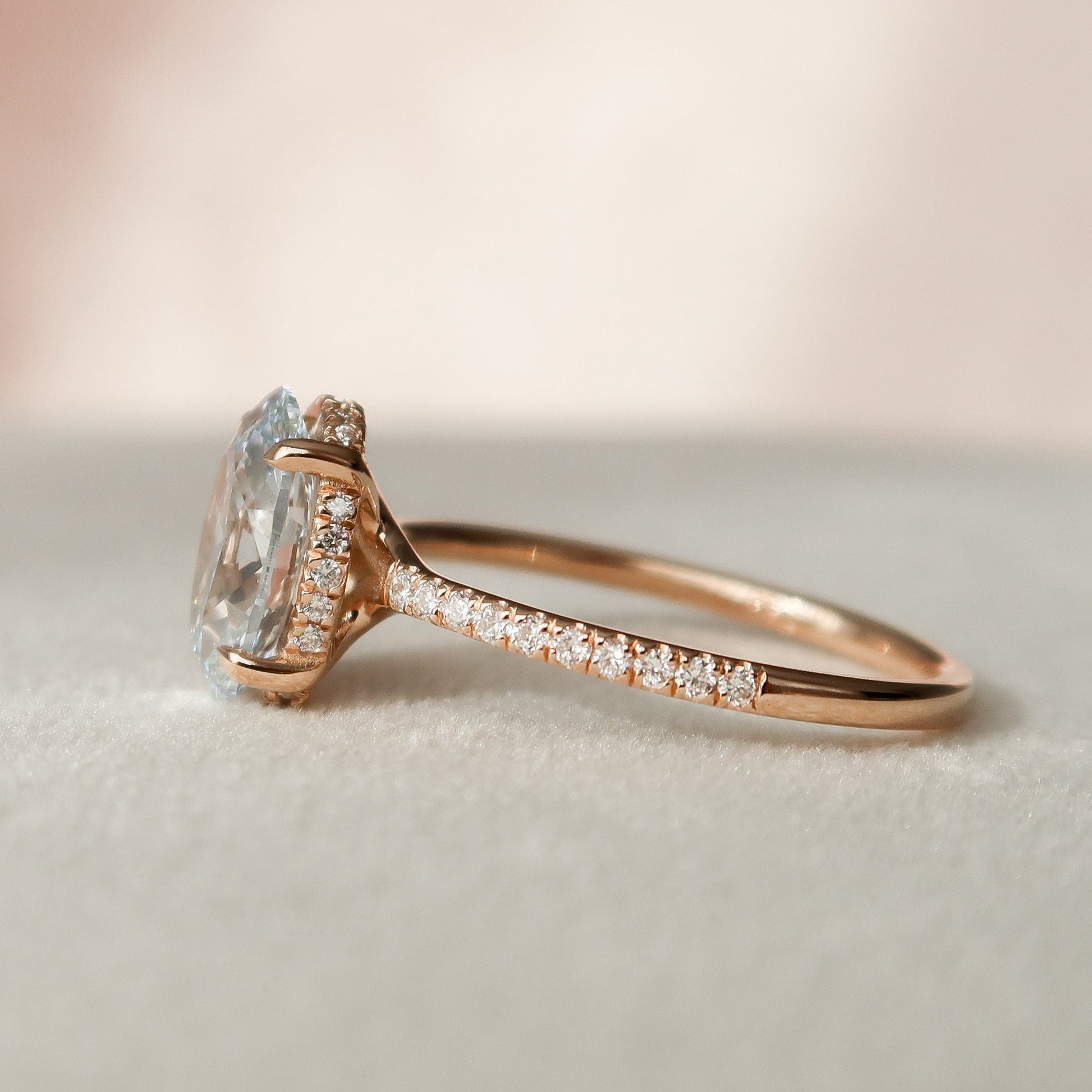 2 CT Oval Hidden Halo & Pave Moissanite Engagement Ring