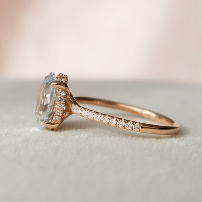 2 CT Oval Hidden Halo & Pave Moissanite Engagement Ring