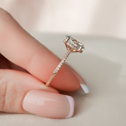 2 CT Oval Hidden Halo & Pave Moissanite Engagement Ring