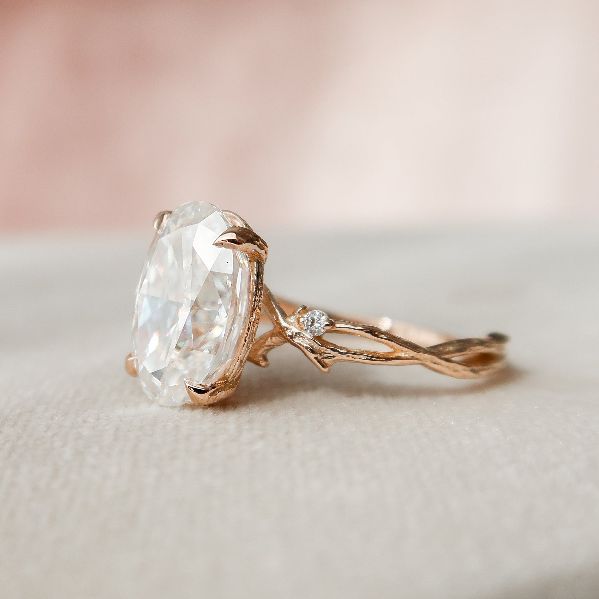 4 CT Oval Dainty Pave Moissanite Engagement Ring