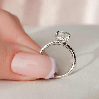 1.5 CT Pear Hidden Halo & Pave Moissanite Engagement Ring