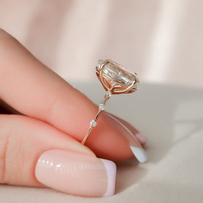 5 CT Oval Dainty Pave Moissanite Engagement Ring
