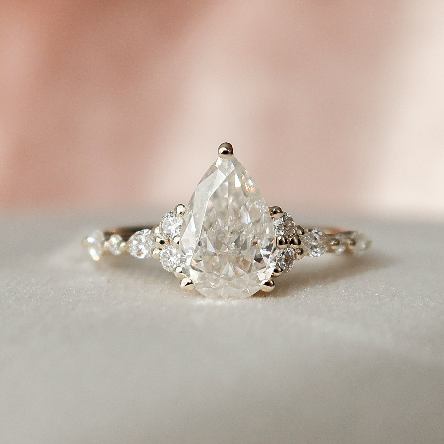 1.5 CT Pear Cluster Moissanite Engagement Ring