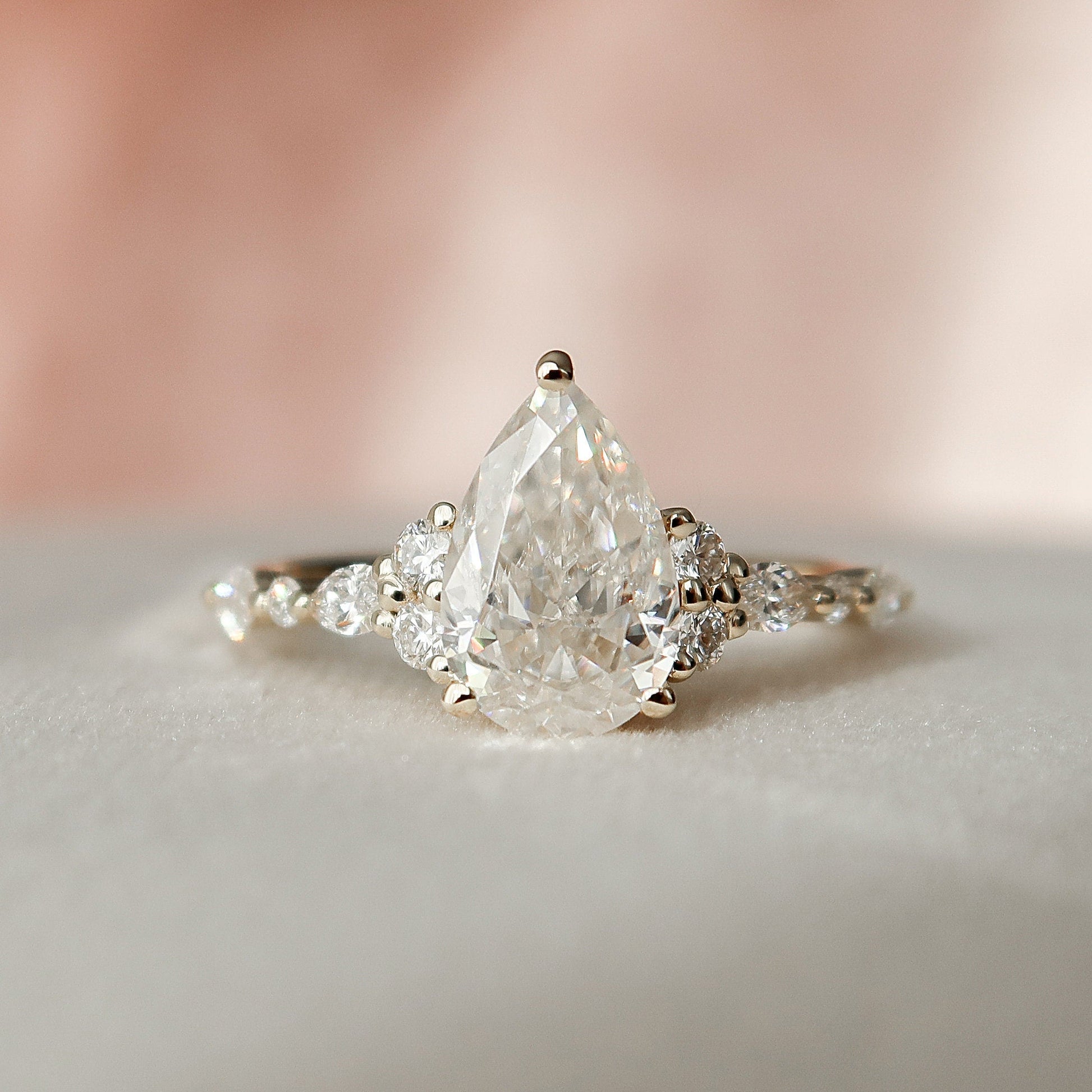 1.5 CT Pear Cluster Moissanite Engagement Ring