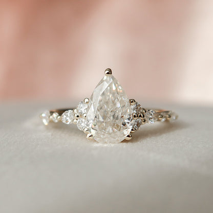 1.5 CT Pear Cluster Moissanite Engagement Ring