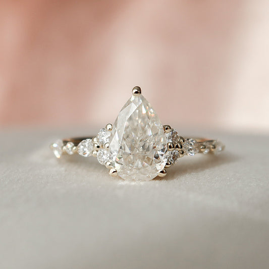1.5 CT Pear Cluster Moissanite Engagement Ring