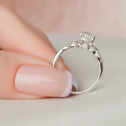 1.5 CT Oval Hidden Halo & Pave Moissanite Engagement Ring