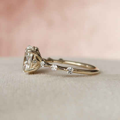 1.5 CT Oval Dainty Pave Moissanite Engagement Ring