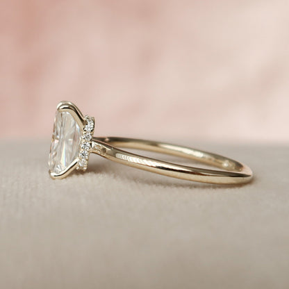 2 CT Radiant Hidden Halo Moissanite Engagement Ring