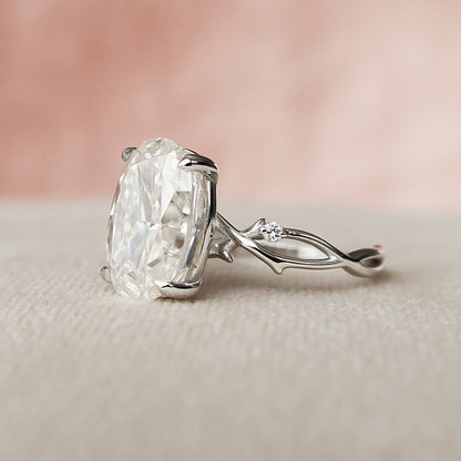 3.5 CT Oval Twig Pave Moissanite Engagement Ring