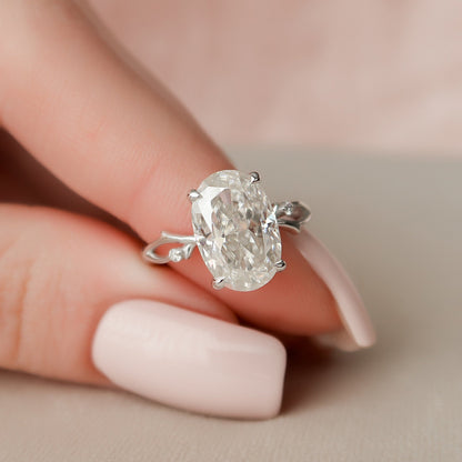 3.5 CT Oval Twig Pave Moissanite Engagement Ring