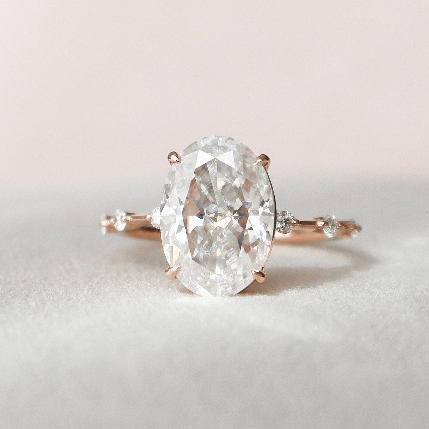 4.5 CT Oval Dainty Pave Moissanite Engagement Ring