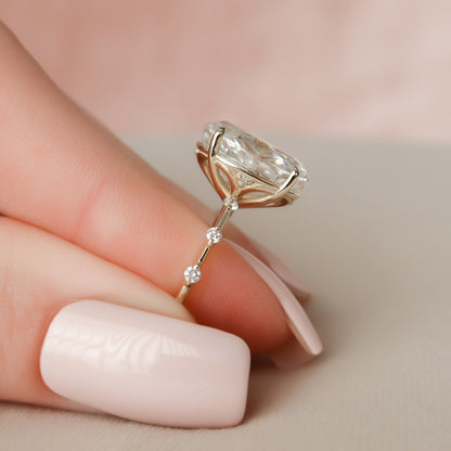 4.5 CT Oval Dainty Pave Moissanite Engagement Ring