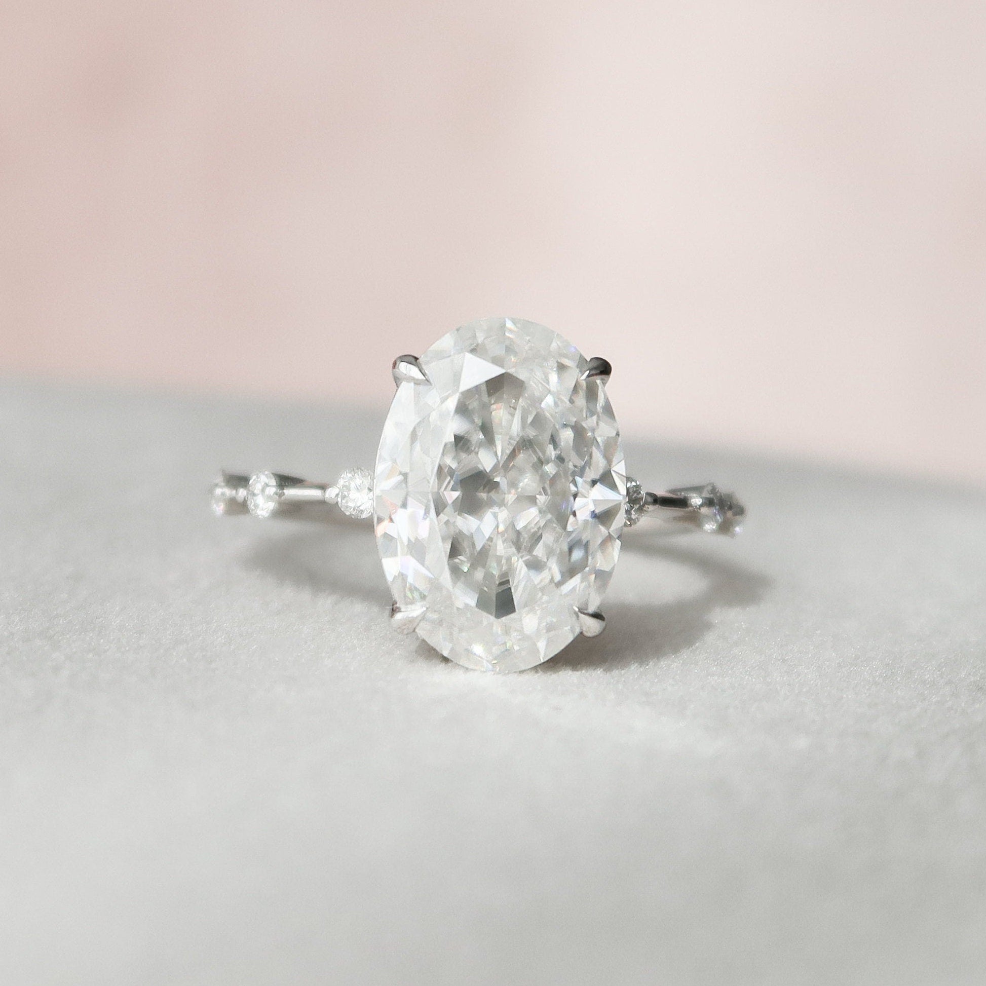 4.5 CT Oval Dainty Pave Moissanite Engagement Ring