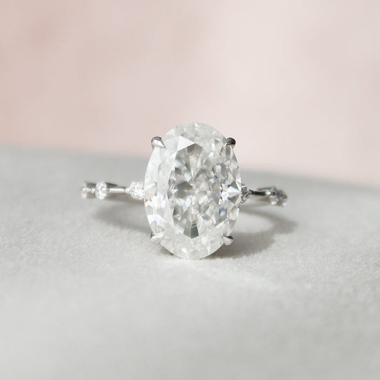 4.5 CT Oval Dainty Pave Moissanite Engagement Ring