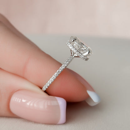 2.5 CT Oval Hidden Halo & Pave Moissanite Engagement Ring
