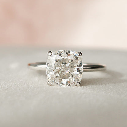 2 CT Cushion Hidden Halo Moissanite Engagement Ring