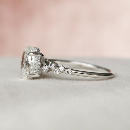 1.5 CT Oval Hidden Halo & Pave Moissanite Engagement Ring