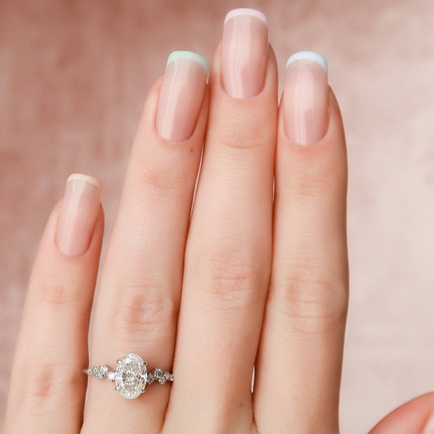 1.5 CT Oval Hidden Halo & Pave Moissanite Engagement Ring