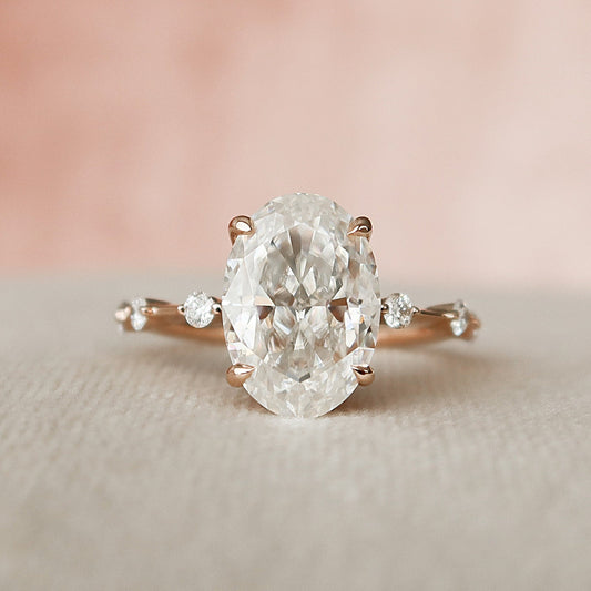 3 CT Oval Dainty Pave Moissanite Engagement Ring