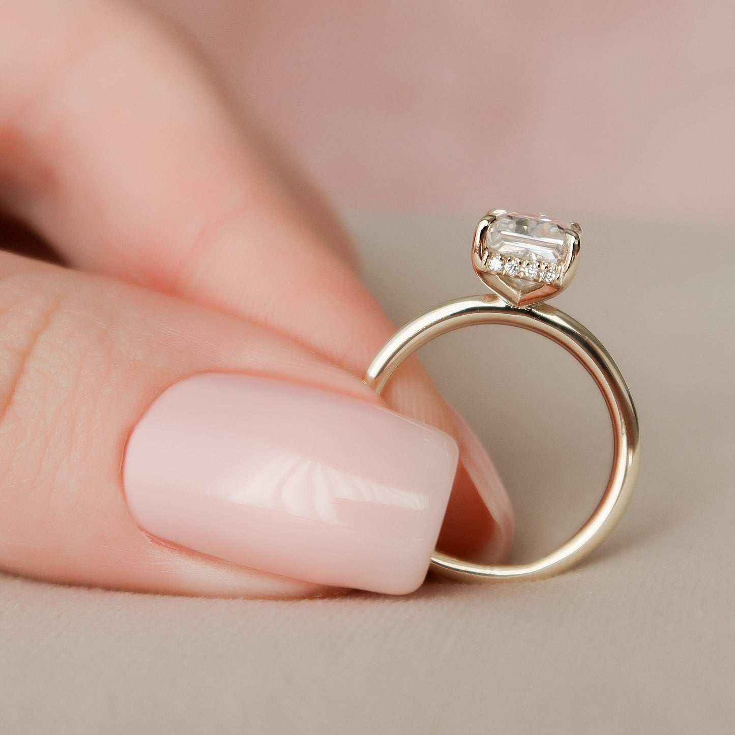 2 CT Radiant Hidden Halo Moissanite Engagement Ring