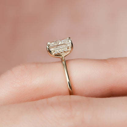 2 CT Radiant Hidden Halo Moissanite Engagement Ring