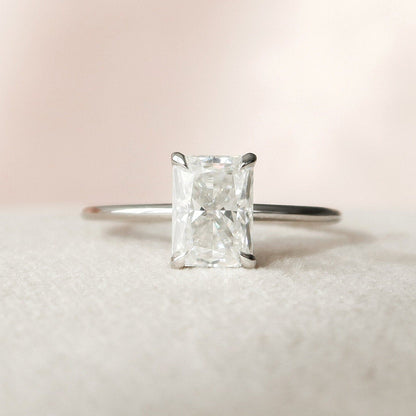 2 CT Radiant Hidden Halo Moissanite Engagement Ring