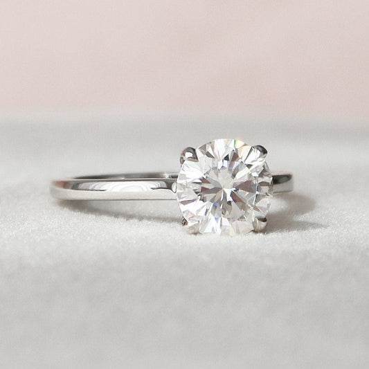 1.5 CT Round Hidden Halo & Pave Moissanite Engagement Ring