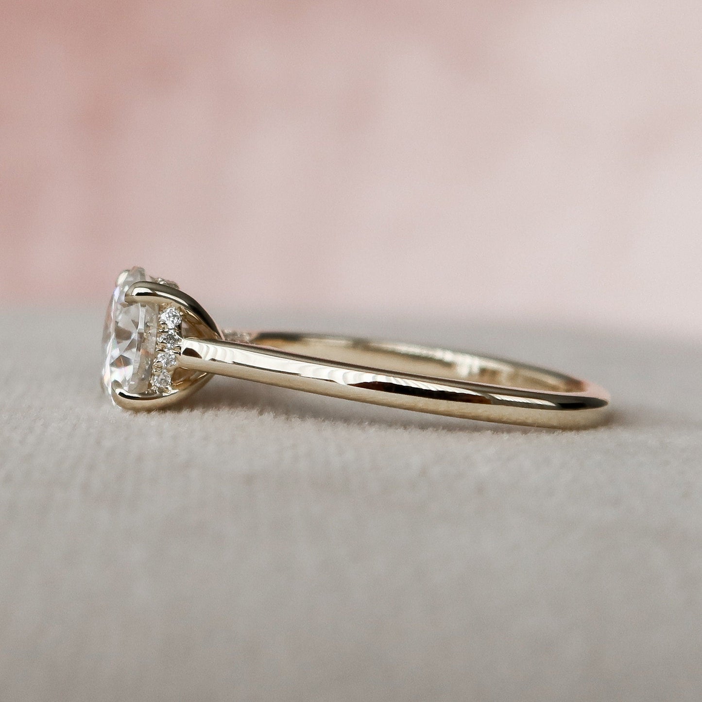 1.5 CT Round Hidden Halo & Pave Moissanite Engagement Ring