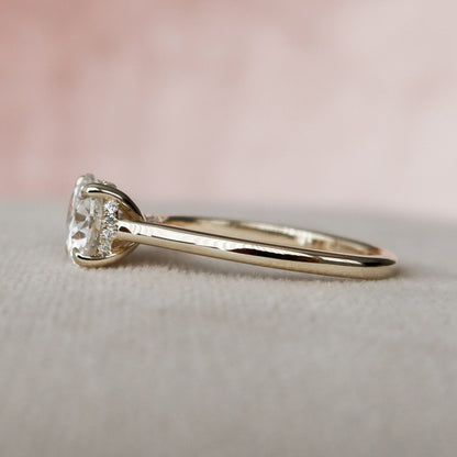 1.5 CT Round Hidden Halo & Pave Moissanite Engagement Ring