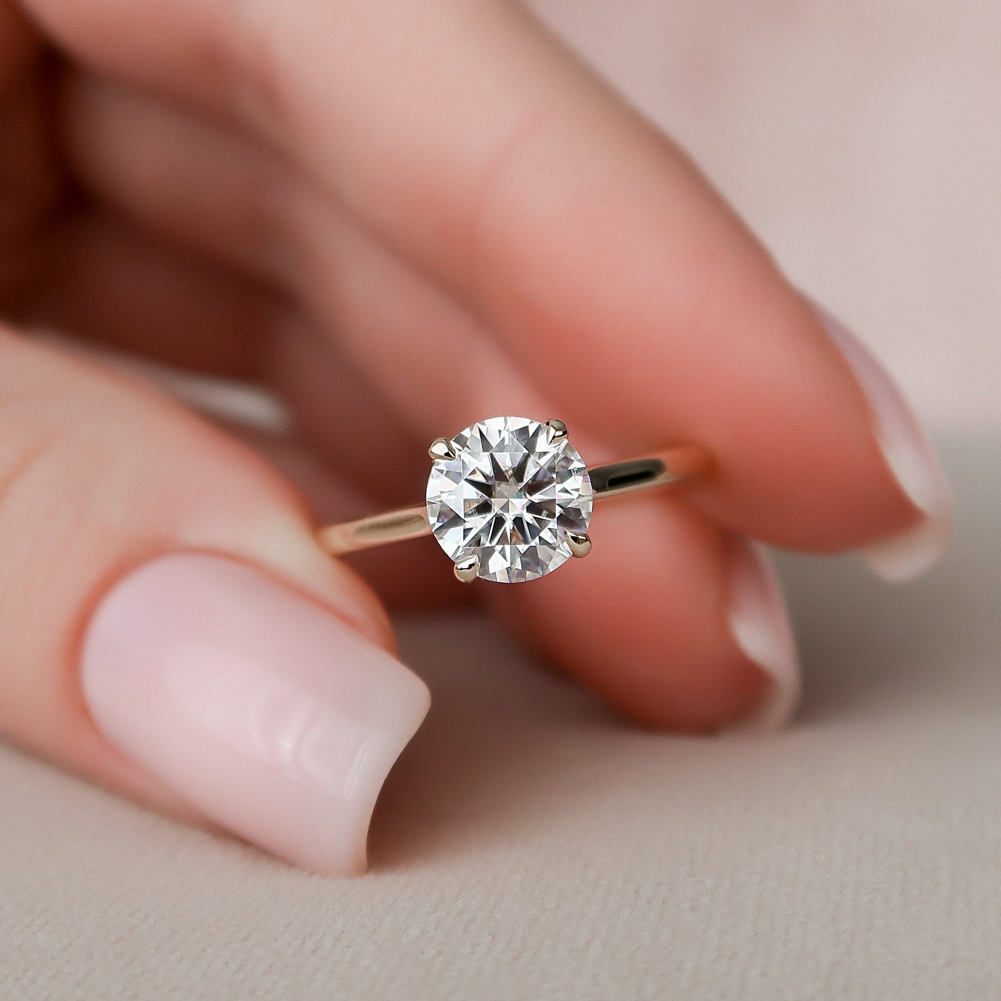1.5 CT Round Hidden Halo & Pave Moissanite Engagement Ring