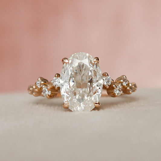 2 CT Oval Hidden Halo & Pave Moissanite Engagement Ring