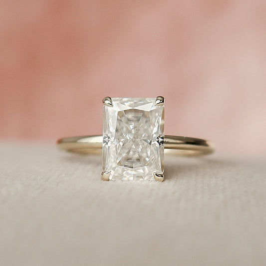 2 CT Radiant Hidden Halo Moissanite Engagement Ring
