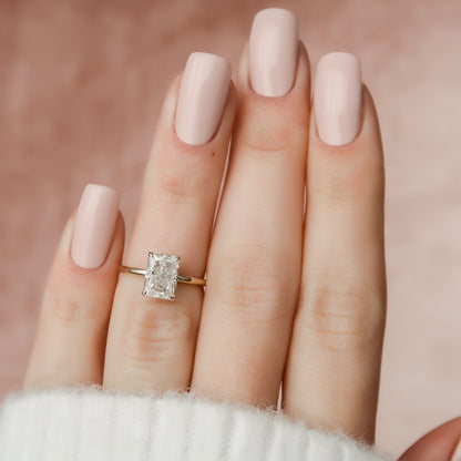 2 CT Radiant Hidden Halo Moissanite Engagement Ring