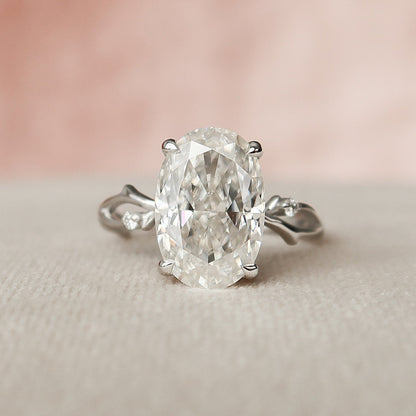 3.5 CT Oval Twig Pave Moissanite Engagement Ring
