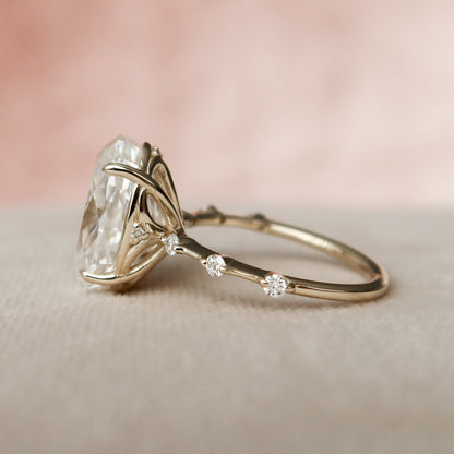 4.5 CT Oval Dainty Pave Moissanite Engagement Ring