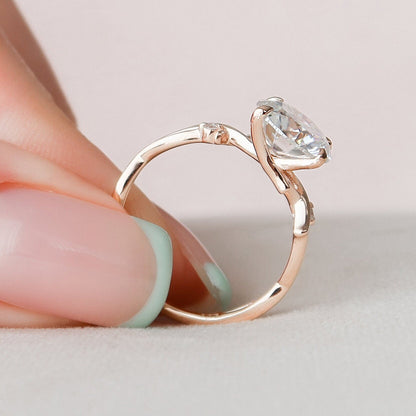 2.5 CT Round Twig Pave Moissanite Engagement Ring