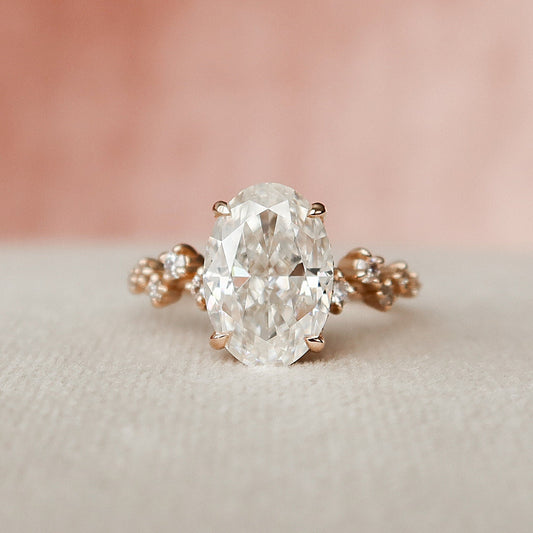 3 CT Oval Hidden Halo & Pave Moissanite Engagement Ring