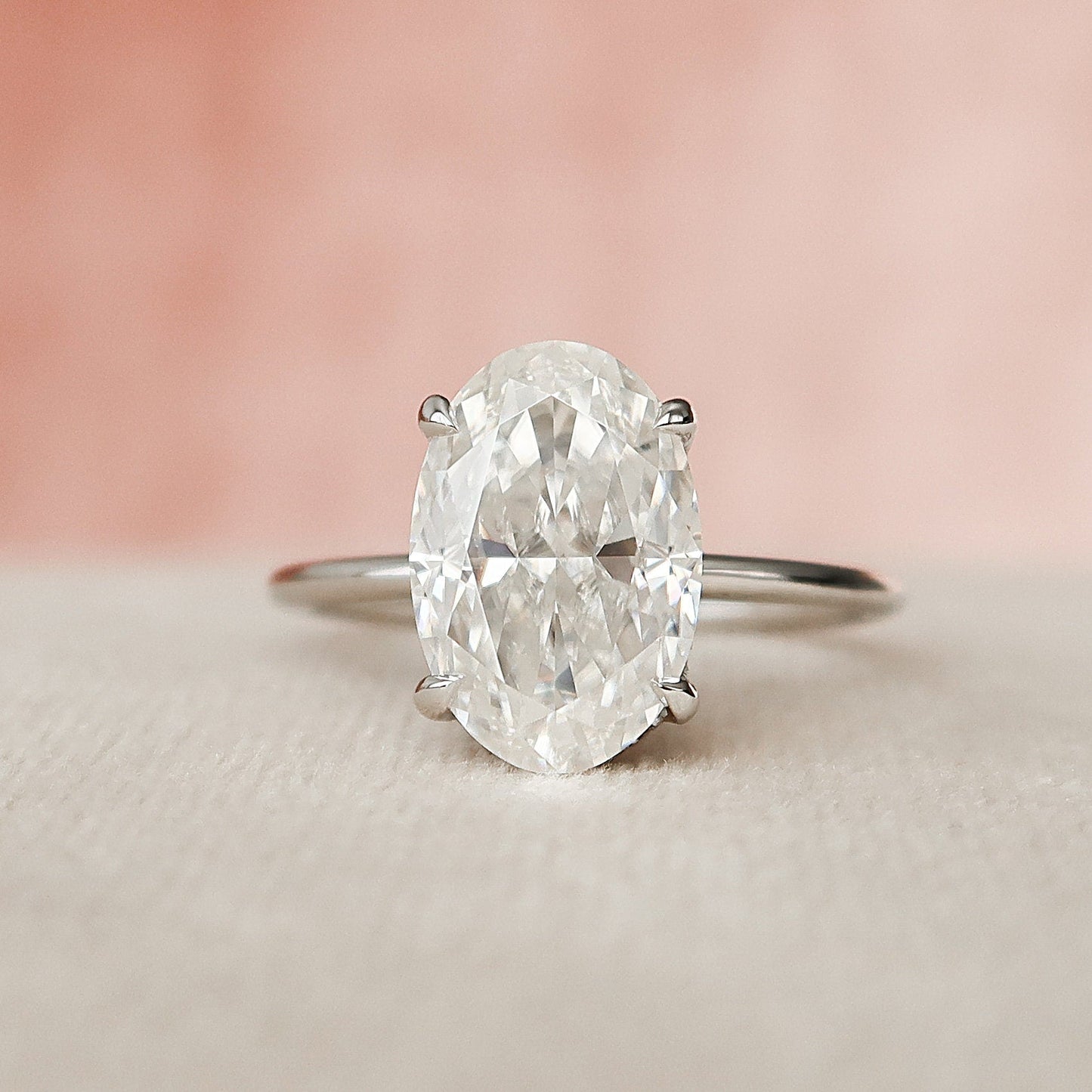 3.5 CT Oval Hidden Halo Moissanite Engagement Ring