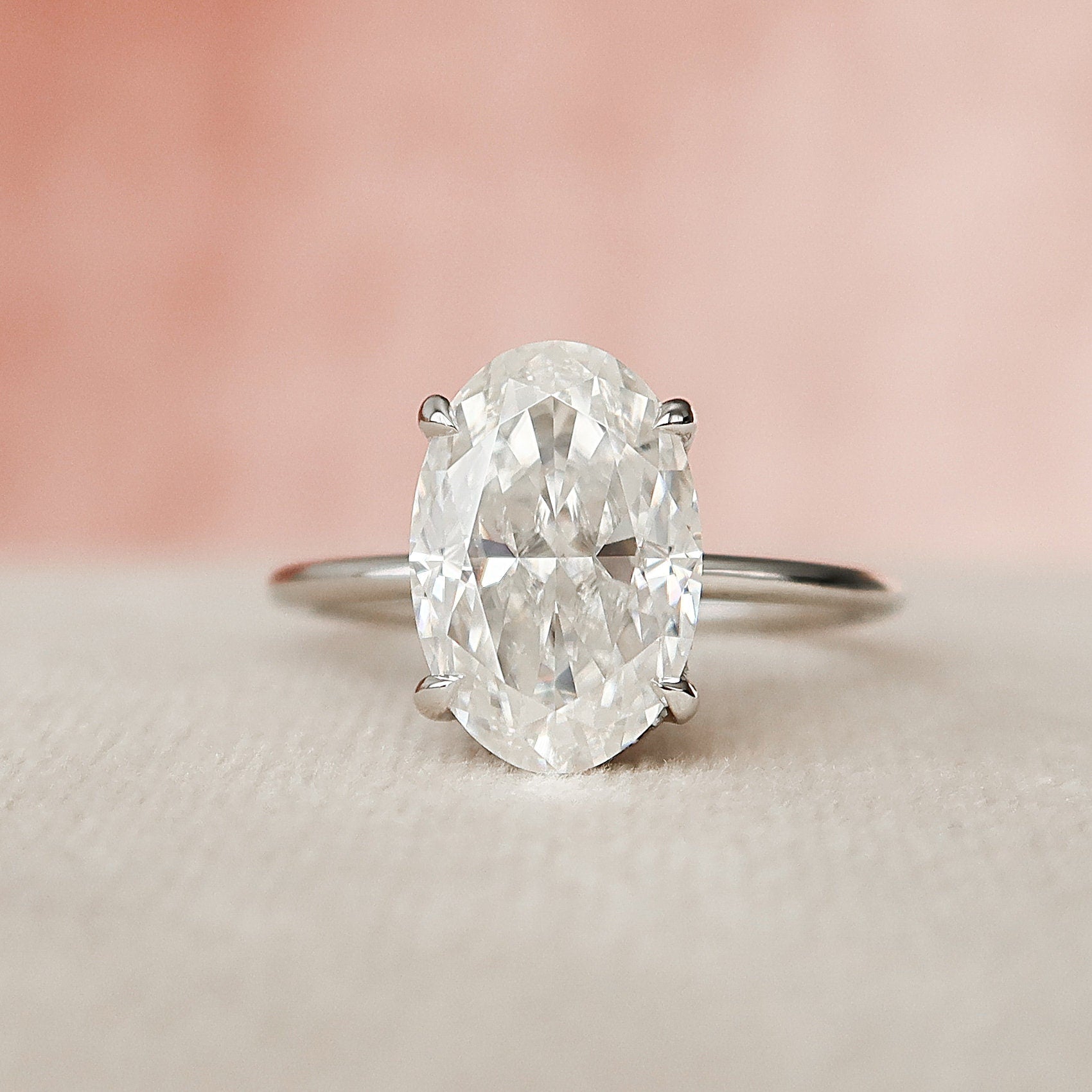 3.5 CT Oval Hidden Halo Moissanite Engagement Ring
