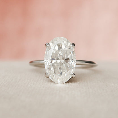 3.5 CT Oval Hidden Halo Moissanite Engagement Ring
